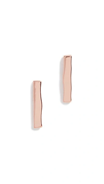 Shop Gorjana Taner Bar Mini Stud Earrings In Rose Gold