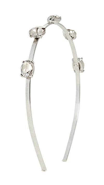 Shop Oscar De La Renta Crystal Stone Headband In Silver