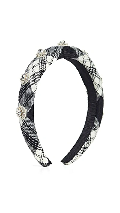 Shop Jennifer Behr Devina Headband In Black And White Check