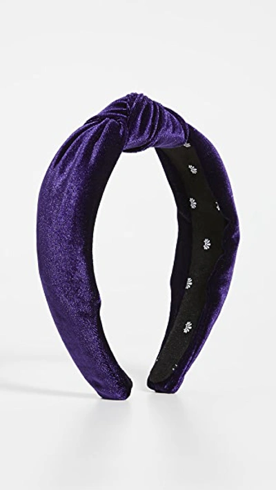 Shop Lele Sadoughi Velvet Knotted Headband In Royal Amethyst