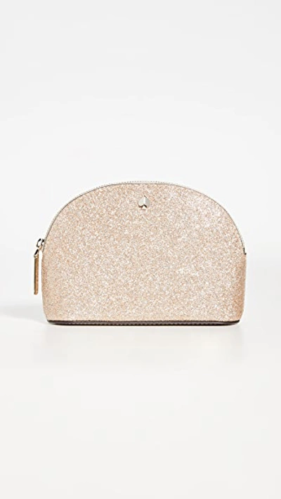Shop Kate Spade Burgess Court Small Dome Cosmetic Bag In Pale Gold