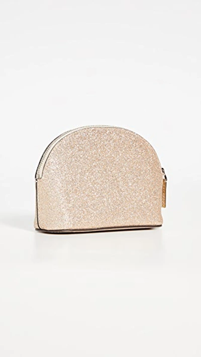 Shop Kate Spade Burgess Court Small Dome Cosmetic Bag In Pale Gold