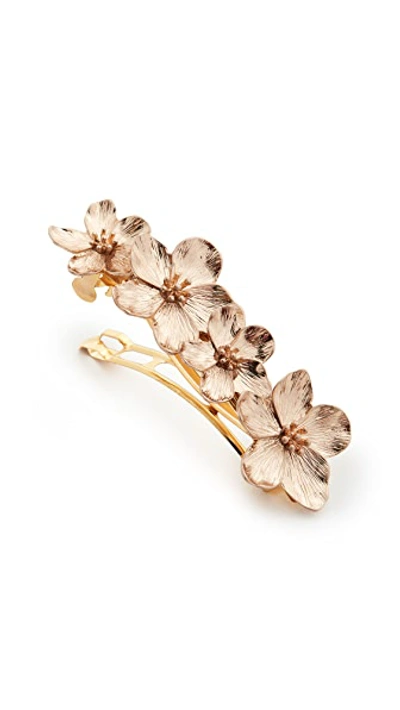 Shop Shashi Passion Flower Barrette In Gold