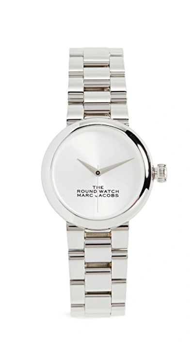Shop The Marc Jacobs The Round Watch 32mm In Silver
