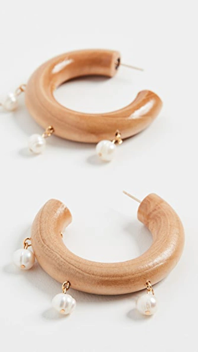 Shop Sophie Monet The Pearl Fairy Earrings In Wood/pearl