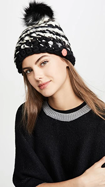 Shop Mischa Lampert Deep Stripe Hat In Black And White