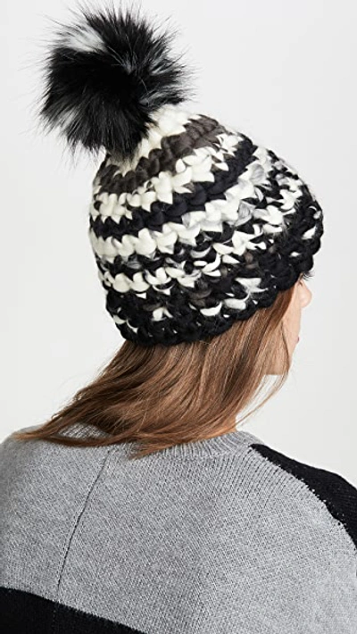 Shop Mischa Lampert Deep Stripe Hat In Black And White