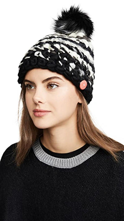 Shop Mischa Lampert Deep Stripe Hat In Black And White