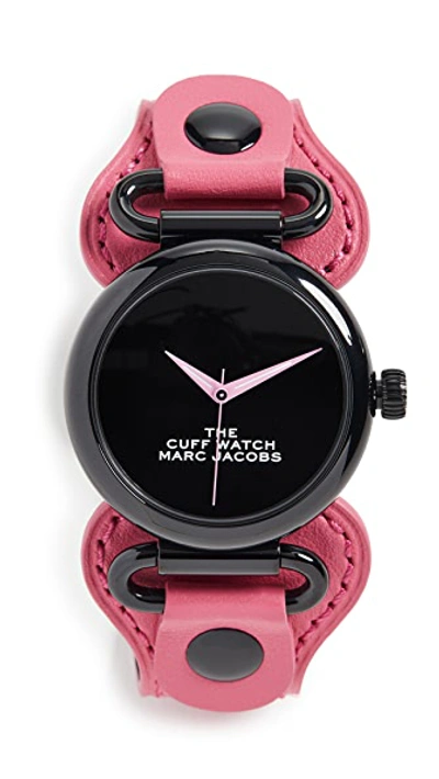 Shop The Marc Jacobs The Cuff Watch 36mm In Pink/black