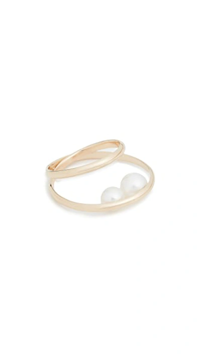 Shop Mizuki 14k Elipse Ring With Pearl In Gold/pearl