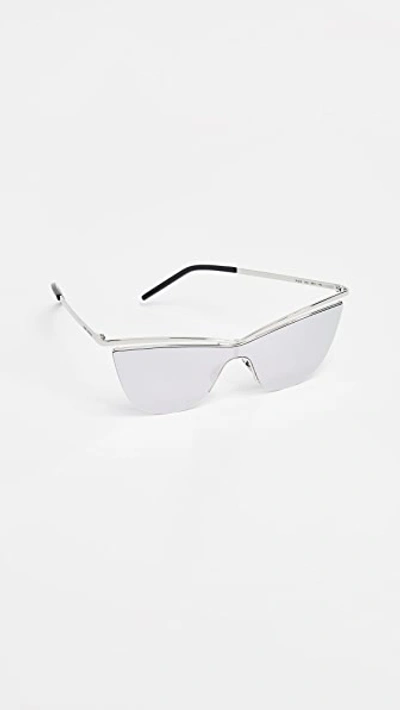 Shop Saint Laurent Sl 249 Metal Cat Eye Sunglasses In Silver/silver