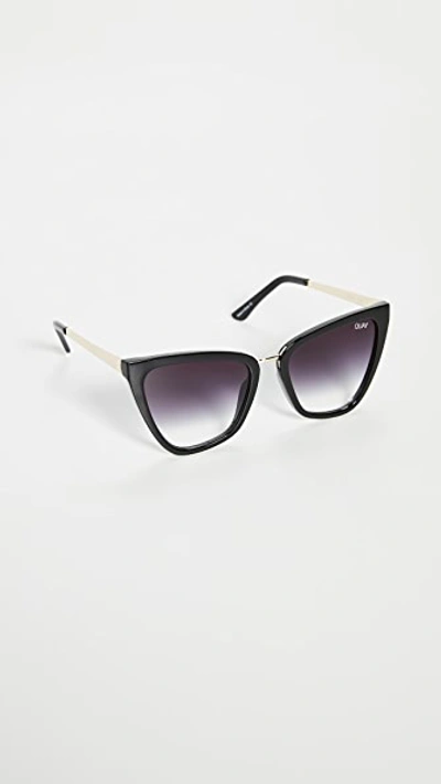 Shop Quay X Jlo Reina Sunglasses In Black/black Fade Lens