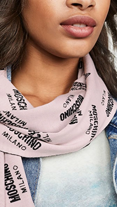 Shop Moschino Logo Scarf In Pink