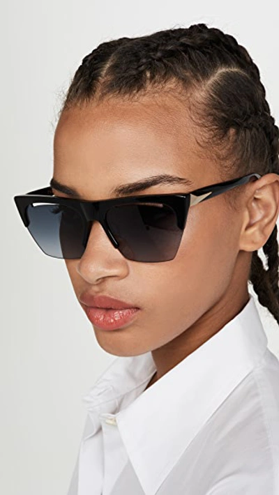 Shop Rag & Bone Angled Shield Sunglasses In Black