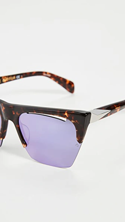 Shop Rag & Bone Angled Shield Sunglasses In Dark Havana