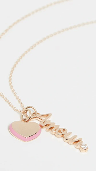 Shop Alison Lou 14k Puffy Heart & Amour Charm Necklace In Yellow Gold