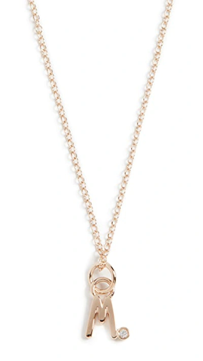 Shop Alison Lou 14k Diamond Bezel Letter Necklace In M Yellow Gold