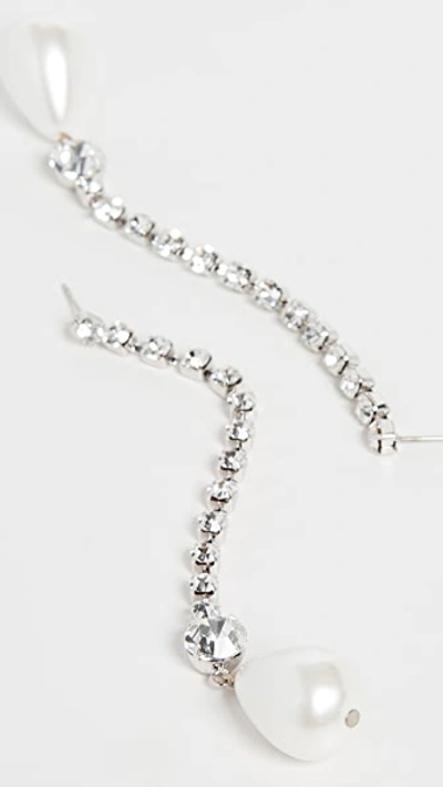 Linear Crystal Imitation Pearl Drop Earrings
