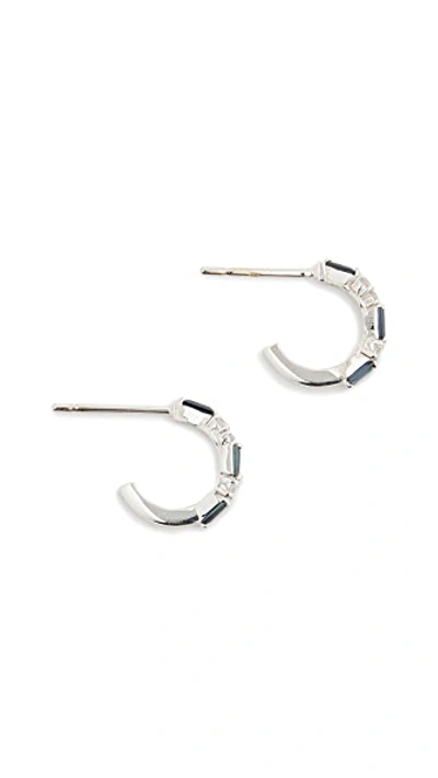 Shop Suzanne Kalan 18k White Gold Fireworks Blue Sapphire Small Hoops