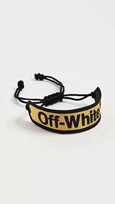Shop Off-white Off White Macrame Bracelet In Yellow/black