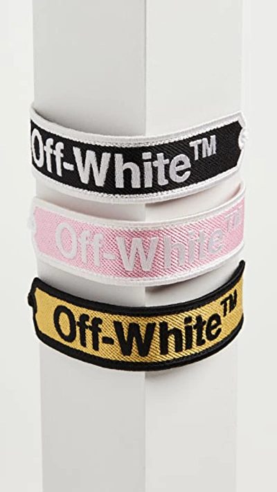 Shop Off-white Off White Macrame Bracelet In Yellow/black