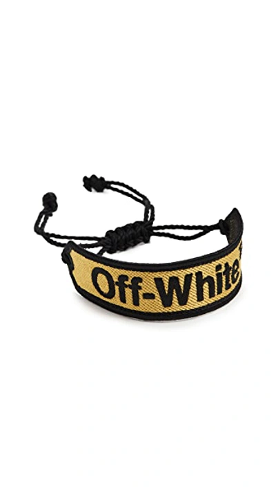 Shop Off-white Off White Macrame Bracelet In Yellow/black