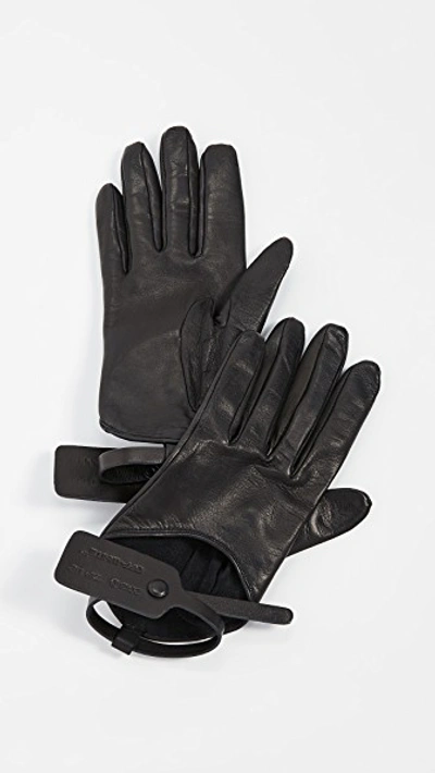 Shop Off-white Zip Tie Gloves In Black