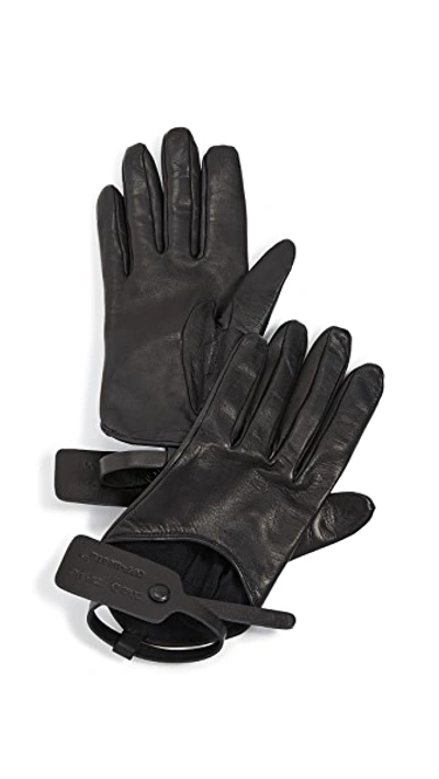 Shop Off-white Zip Tie Gloves In Black