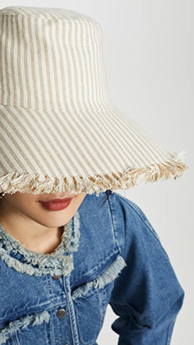 Shop Hat Attack Canvas Packable Hat In Natural Stripe