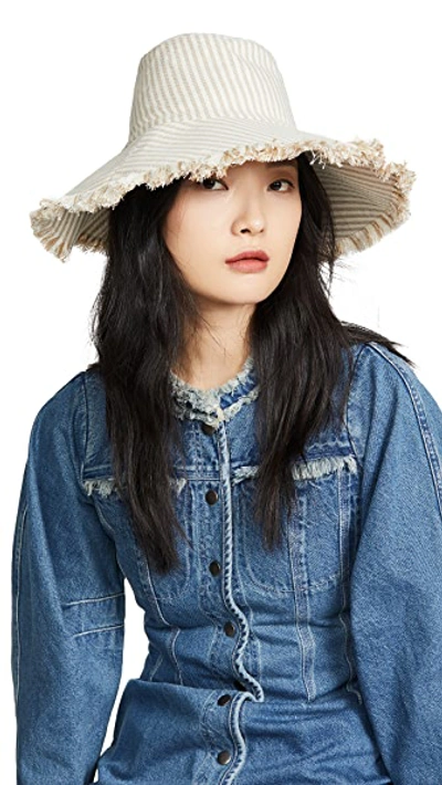 Shop Hat Attack Canvas Packable Hat In Natural Stripe