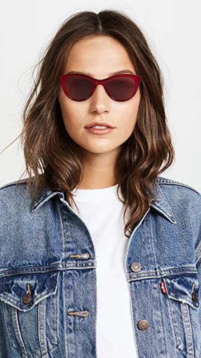 Shop Garrett Leight X Clare V. 47 Cat Eye Sunglasses In Poppy/maroon