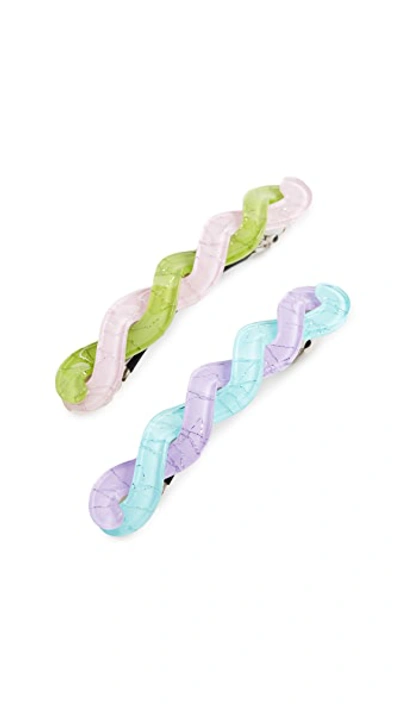 Shop Valet Willow Clips In Green/blue