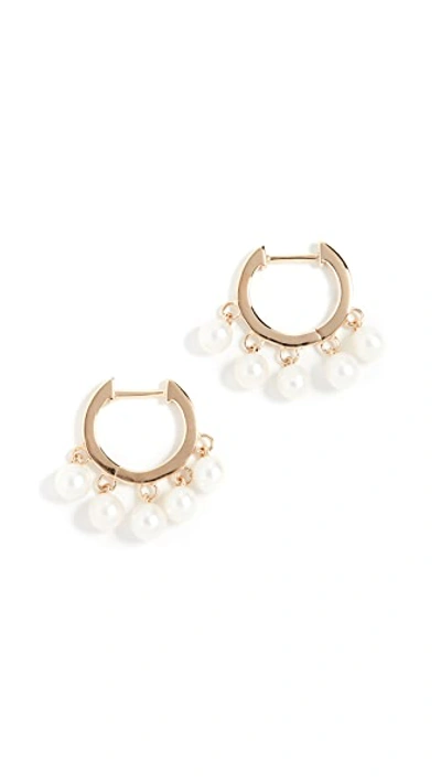 Shop Sydney Evan 14k Gold Pearl Drop Huggies In Yellow Gold