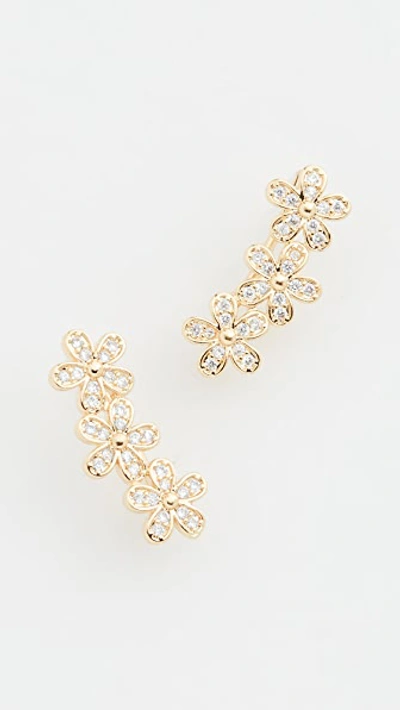 Shop Shashi Blossom Climber Earrings In Gold