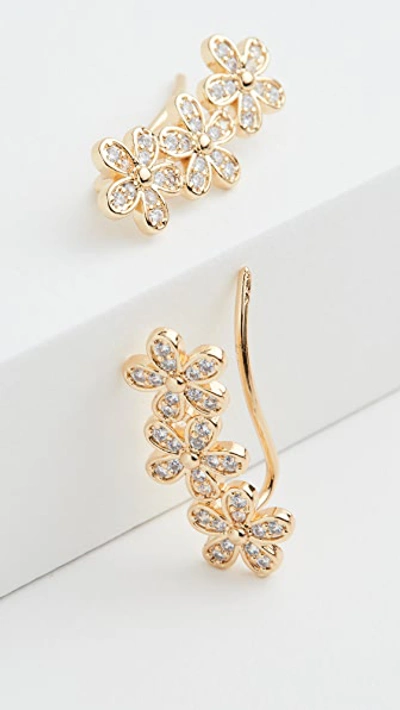 Shop Shashi Blossom Climber Earrings In Gold