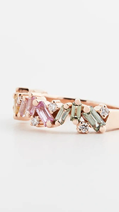 Shop Suzanne Kalan 18k Gold Pastel Rainbow Frenzy Half Band In Rose Gold