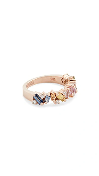 Shop Suzanne Kalan 18k Gold Pastel Rainbow Frenzy Half Band In Rose Gold