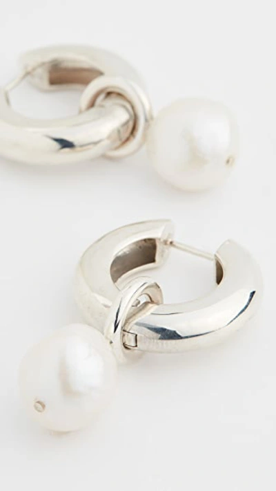 Shop Agmes Josephine Pearl Earrings In Sterling Silver