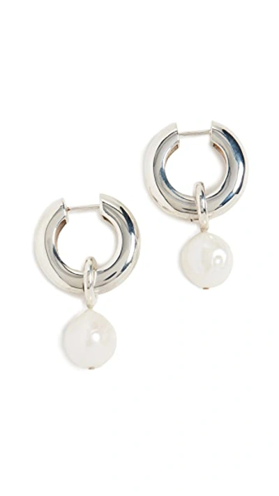 Shop Agmes Josephine Pearl Earrings In Sterling Silver
