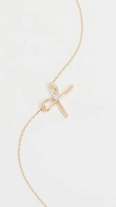 Shop Adina Reyter 14k Tiny Diamond Bow Necklace In Yellow Gold