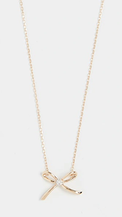 Shop Adina Reyter 14k Tiny Diamond Bow Necklace In Yellow Gold