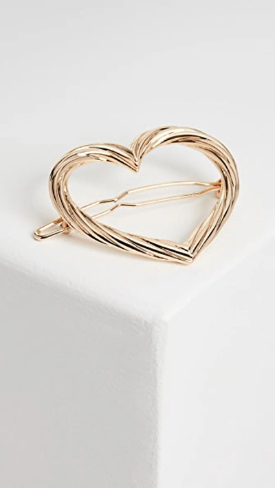 Shop Loeffler Randall Lou Large Heart Barrette In Gold