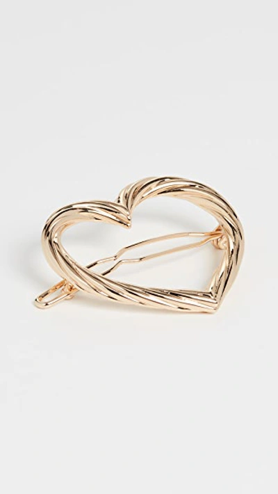 Shop Loeffler Randall Lou Large Heart Barrette In Gold