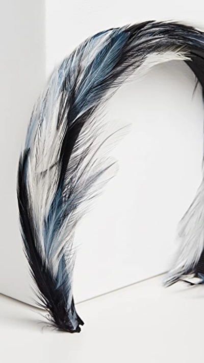 Shop Gigi Burris Plumage Feather Headband In Blue/white
