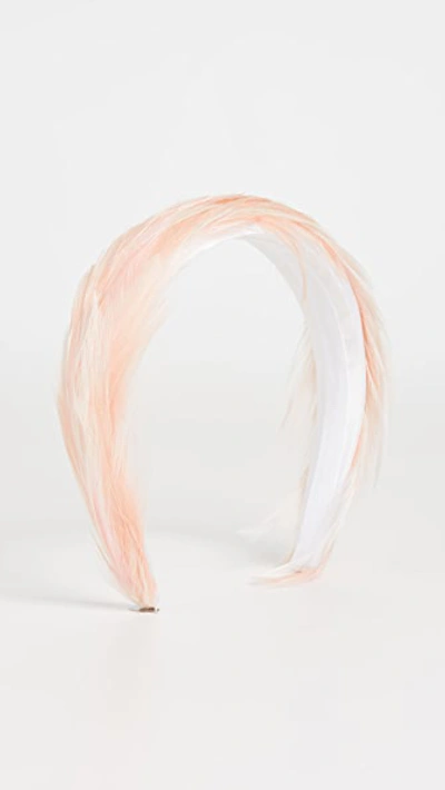 Shop Gigi Burris Plumage Feather Headband In Dusty Rose/ivory