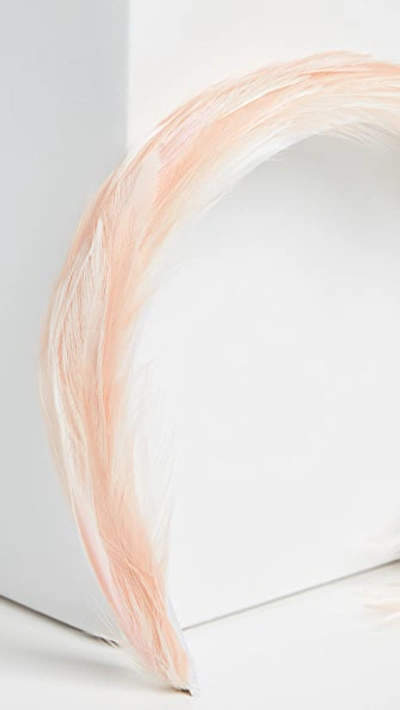 Shop Gigi Burris Plumage Feather Headband In Dusty Rose/ivory