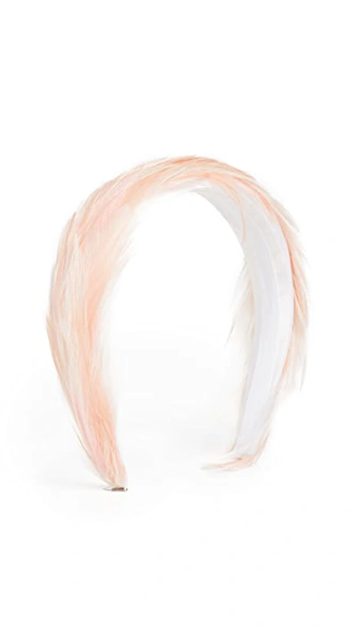 Shop Gigi Burris Plumage Feather Headband In Dusty Rose/ivory