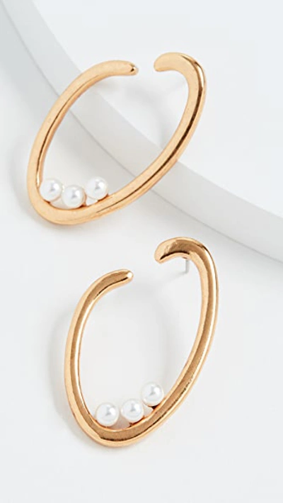 Shop Oscar De La Renta O Logo Pearl Earrings In Gold