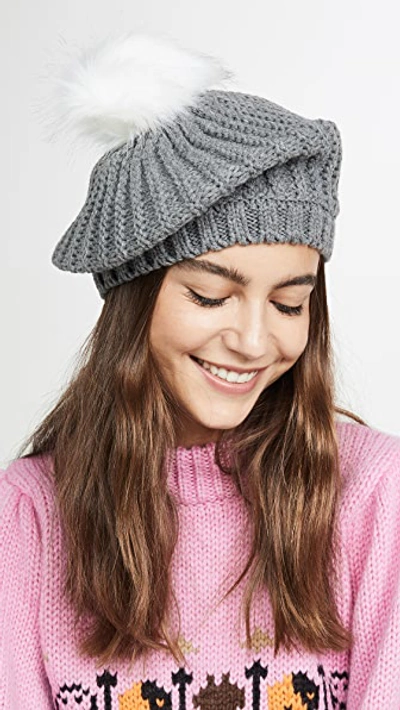 Shop Hat Attack Apres Beret In Grey Melange