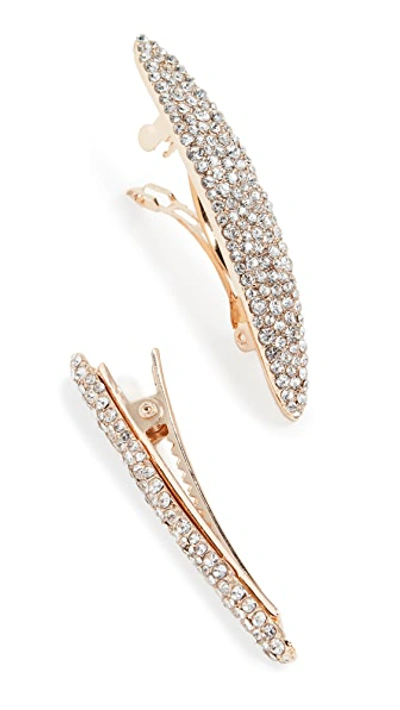 Shop Baublebar Pave Hair Clip Set Of 2 In Clear/gold